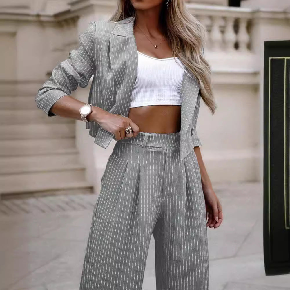 Damen modisches Streifenanzug Set R&B