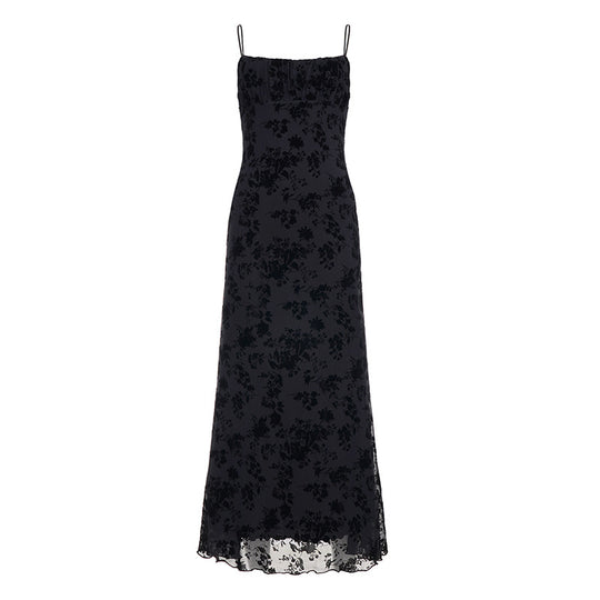 Damen Elegantes Maxikleid mit floralem Spitzenmuster und Spaghettiträgern R&B