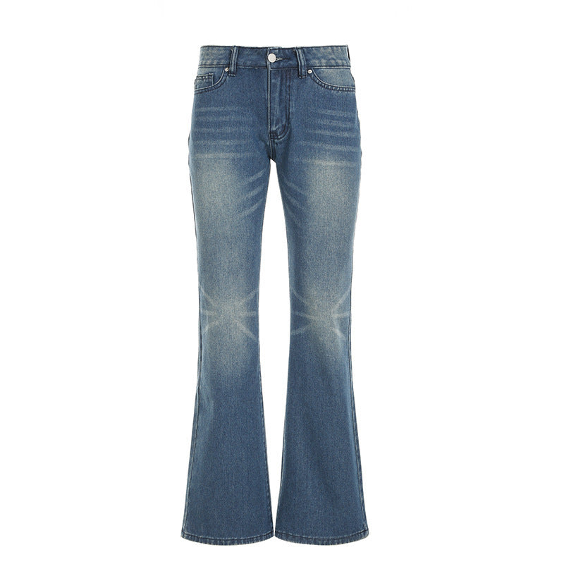 Damen Flared Jeans mit hohem Bund und distressed Design R&B