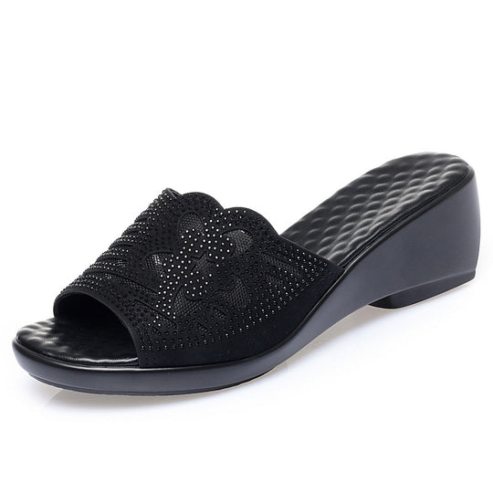 Damen Fashion Sandalen mit modischer Blütenapplikation und komfortablem Plateau R&B