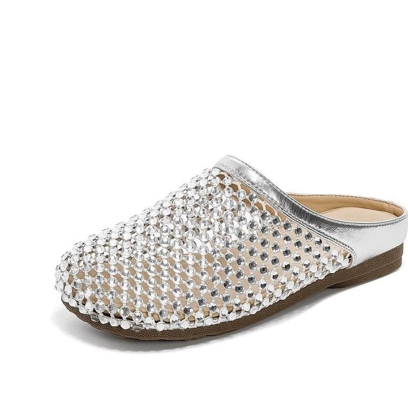 Damen modische Pantoletten mit eleganter Strassverzierung und bequemer Sohle R&B