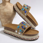 Damen modische Riemchen-Sandalen mit Glitzerelementen R&B