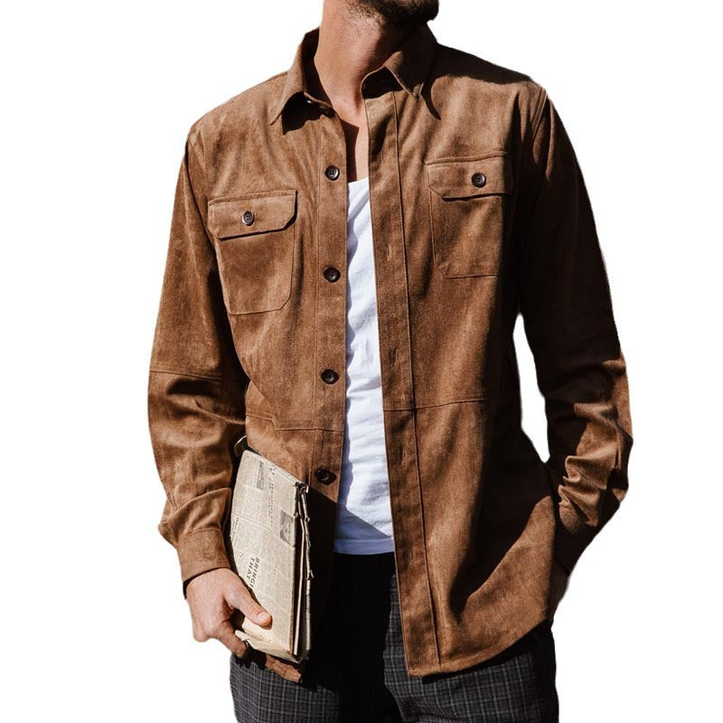 Herren Wildlederlook Hemd