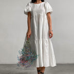 Damen Maxikleid mit voluminösen Puffärmeln und romantischem Design R&B