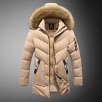 Herren gesteppte Winterjacke mit abnehmbarem Kunstfellkragen und praktischen Taschen R&B