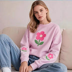 Damen Sweatshirt mit farbenfrohem Blumenmotiv R&B
