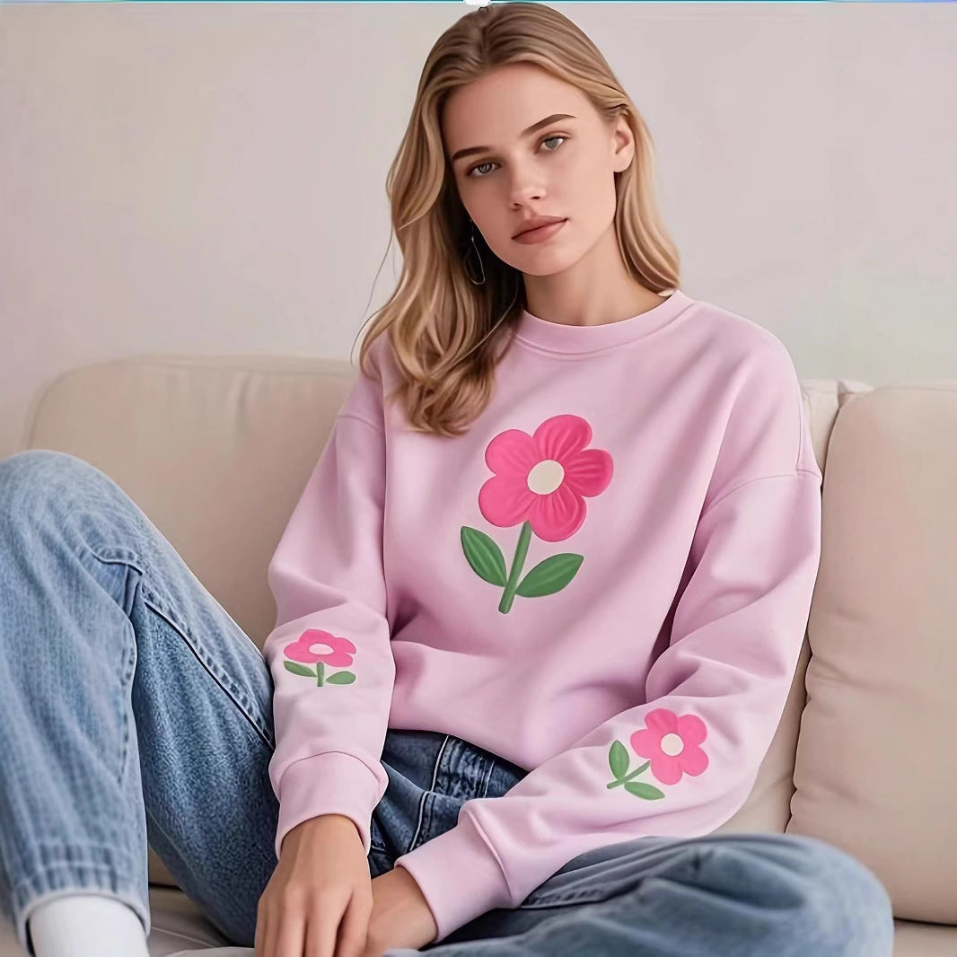 Damen Sweatshirt mit farbenfrohem Blumenmotiv R&B