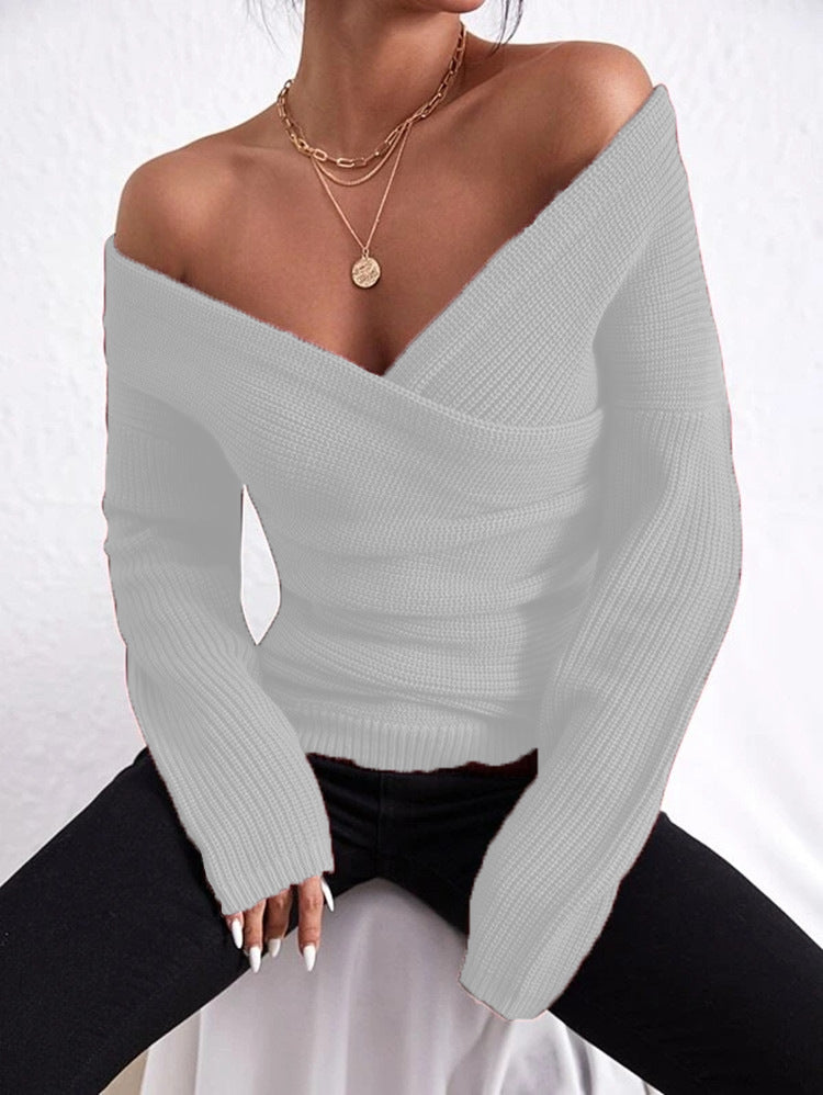 Damen lässiger Wickelpullover R&B