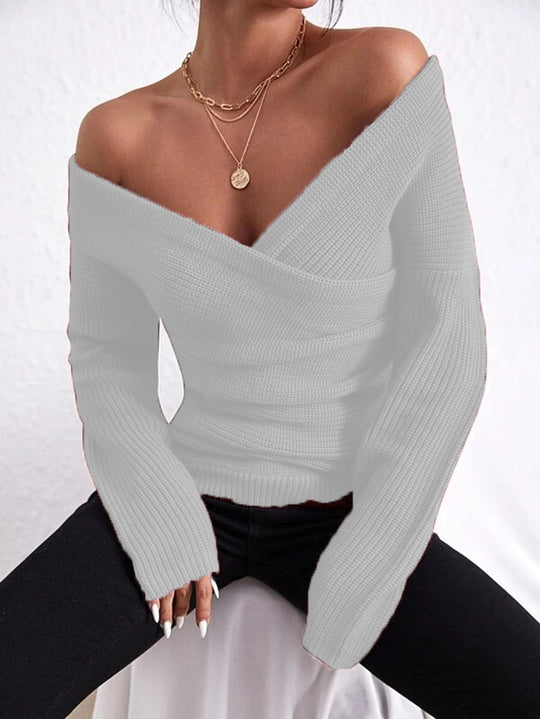 Damen lässiger Wickelpullover R&B