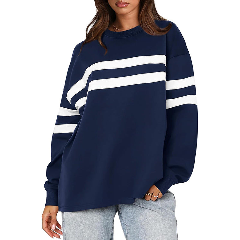 Damen Oversized Sweatshirt mit trendigen Streifen R&B