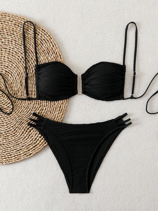 Damen Balkon-Bikini mit raffiniertem Rüschendesign und eleganten Trägern R&B