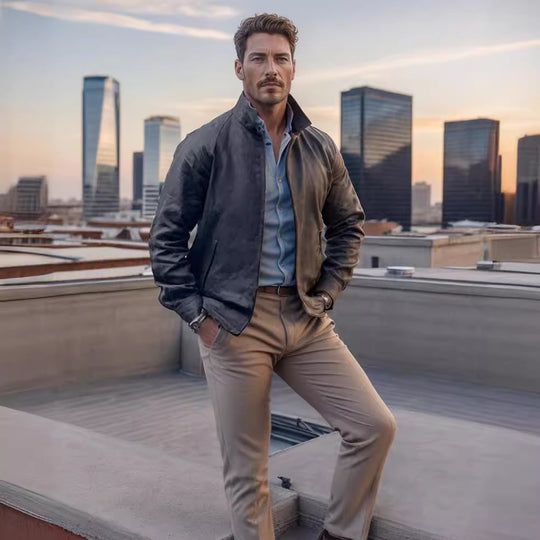 Herren leichte Übergangsjacke mit modernem Stehkragen R&B