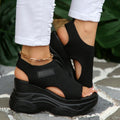 Damen Plattform-Sandalen mit atmungsaktivem Strickmaterial