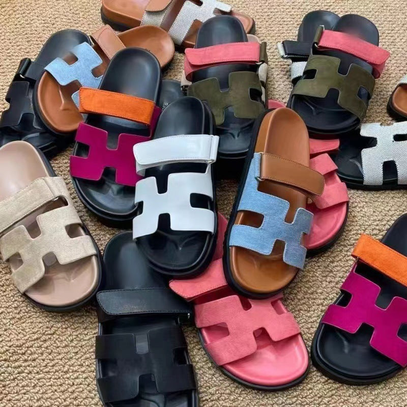 Damen bequeme Kunstleder-Sandalen mit verstellbaren Riemen R&B