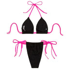 Damen Triangel-Bikini mit verstellbaren BindR&Bändern und modischer Textur R&B