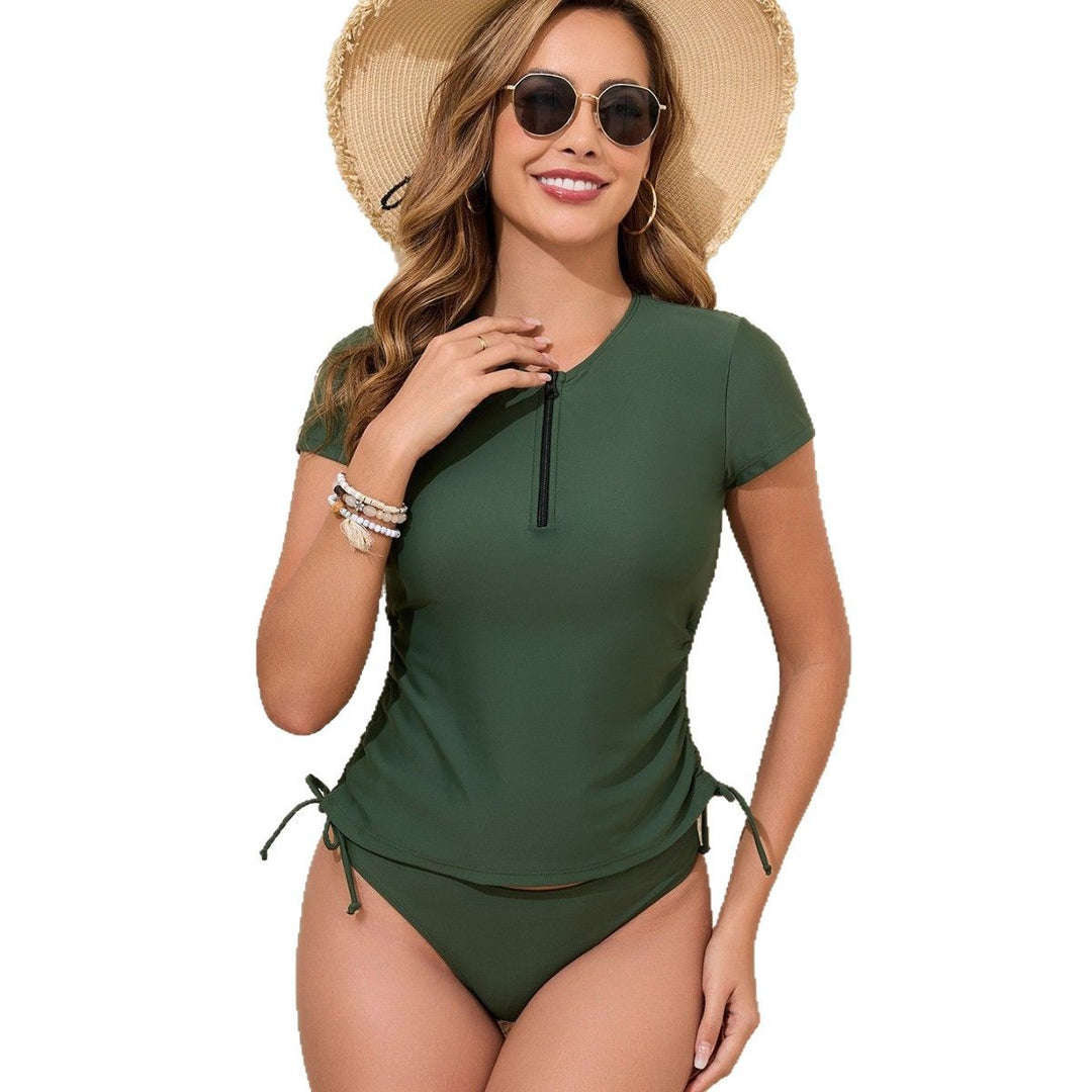Damen Sportlicher Zweiteiler Badeanzug mit zip und regulierbarem Schnitt R&B