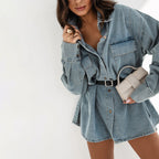 Damen Denim Hemdblusenkleid R&B