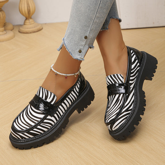 Damen Trendige Mokassin-Schuhe mit auffälligem Zebra-Druck und komfortabler Sohle R&B
