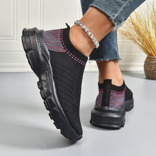 Damen trendige Slip-On Sneakers mit atmungsaktivem Strickdesign R&B