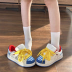 Damen Verspielte Sneakers mit einer Kombination aus Hochwertigem Obermaterial und Farbigen Akzenten
