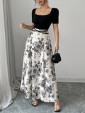 Damen Elegantes Maxikleid mit floralem Design und tailliertem Schnitt R&B