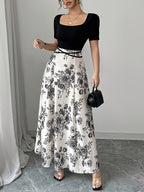 Damen Elegantes Maxikleid mit floralem Design und tailliertem Schnitt R&B