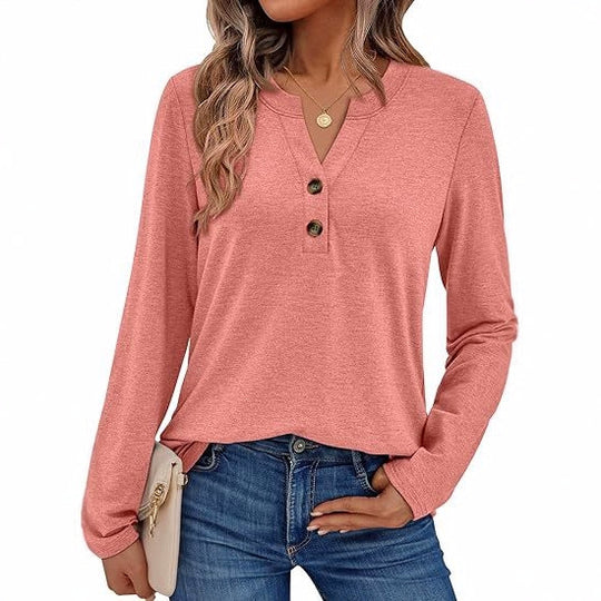 Damen Langarmshirt mit Knopfdetails R&B