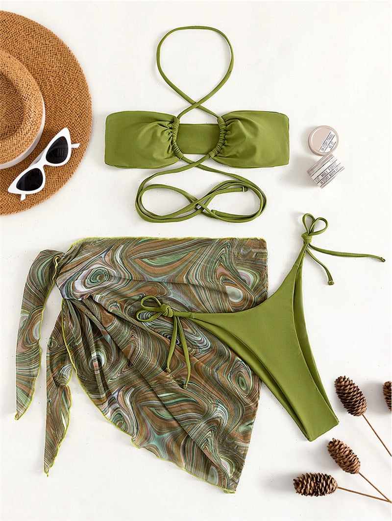 Damen Bikini-Set mit raffiniertem Wickeldesign und dekorativem Oberteil R&B