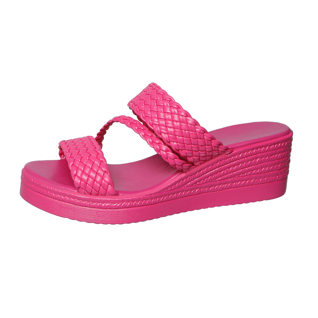 Damen Wedge-Pantoletten mit geflochtenen Riemen und ergonomischer Fußbettgestaltung R&B