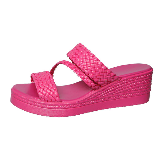 Damen Wedge-Pantoletten mit geflochtenen Riemen und ergonomischer Fußbettgestaltung R&B