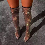 Damen Glitzernde Netz-Stiefeletten mit spitzem Schuhdesign R&B