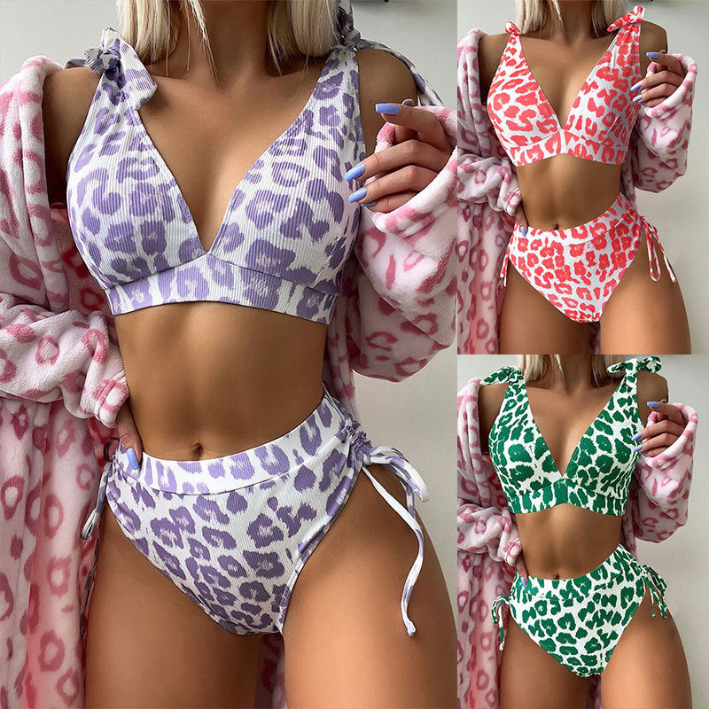 Damen Bikini-Set mit verstellbaren Trägern und hohem Bund R&B