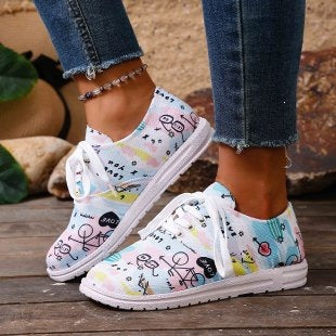 Damen Sportliche Sneakers mit kreativem Druckmotiv R&B