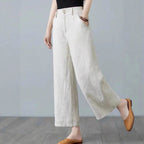 Damen Weite Leinenhose mit elastischem Bund und praktischen Seitentaschen R&B