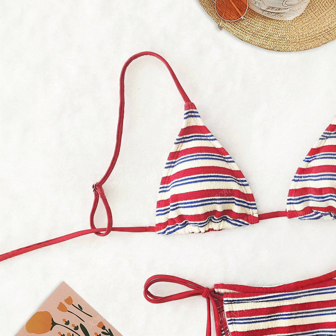 Damen Triangel-Bikini-Set mit verspieltem Design und regulierbaren Trägern R&B