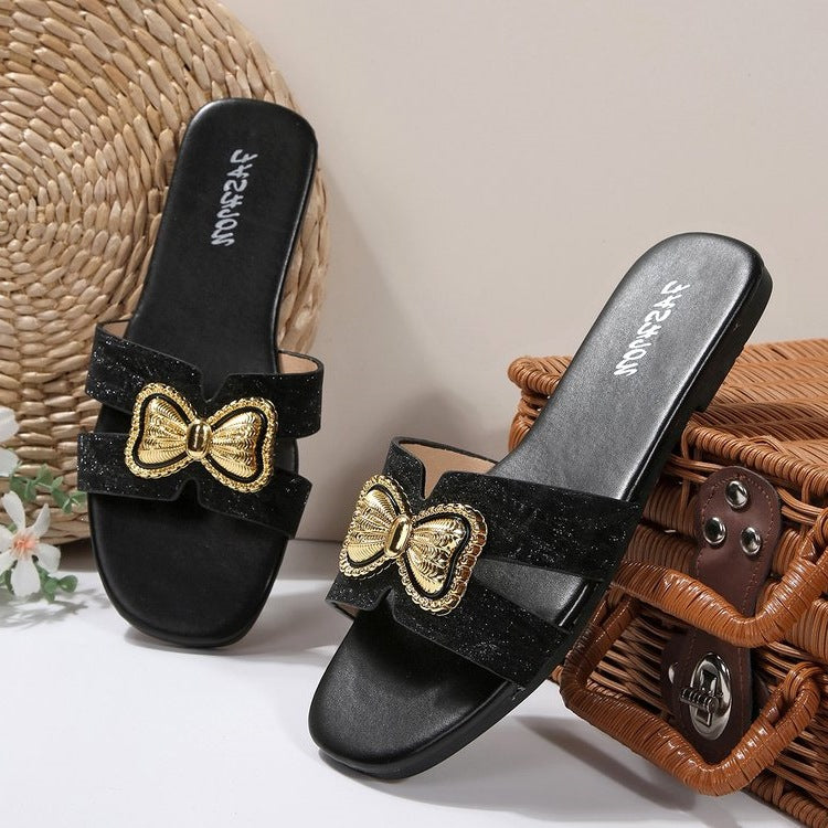 Damen Badeschuhe mit eleganten Schleifenapplikationen R&B