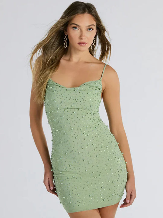 Damen figurbetontes Kleid mit Strassakzenten R&B