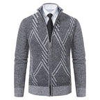 Herren Strickjacke mit modernem Zipper und strukturiertem Design