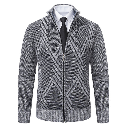 Herren Strickjacke mit modernem Zipper und strukturiertem Design R&B