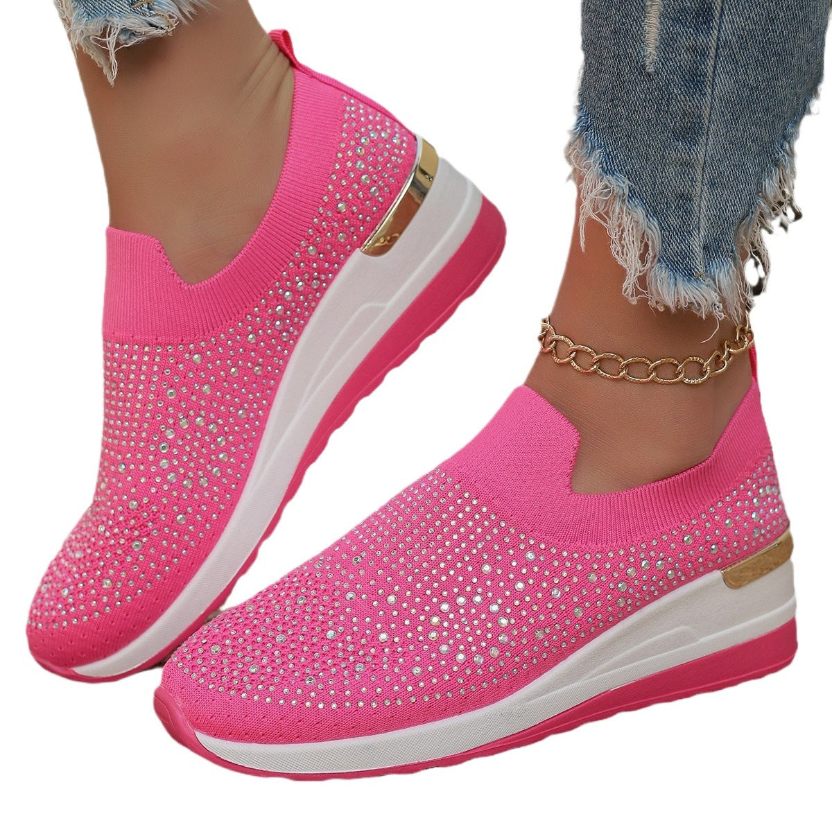Damen Glitzernde Slip-On Sneakers mit gepolsterter Sohle R&B
