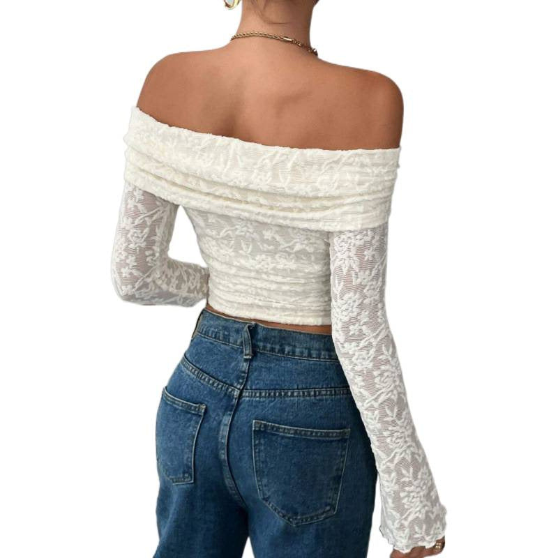 Damen Elegantes Off-Shoulder Oberteil mit Rüschendetails R&B