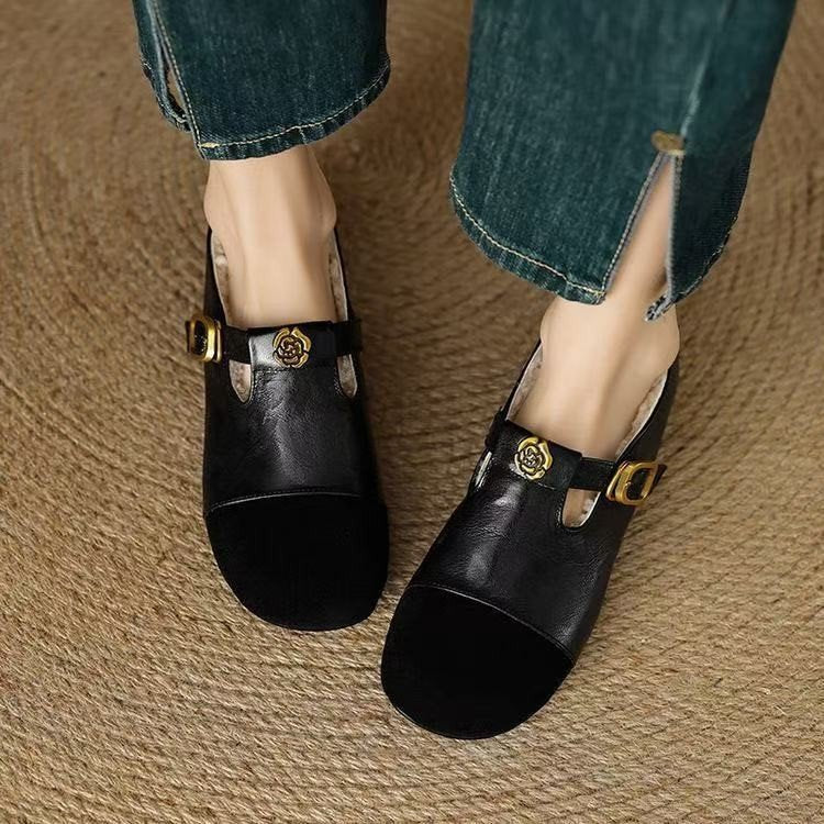 Damen elegante Mokassins mit modischen Schnallen und weichem Innenfutter R&B