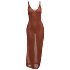Damen Strick-Maxikleid mit raffiniertem Schnitt und tiefem Rückenausschnitt R&B
