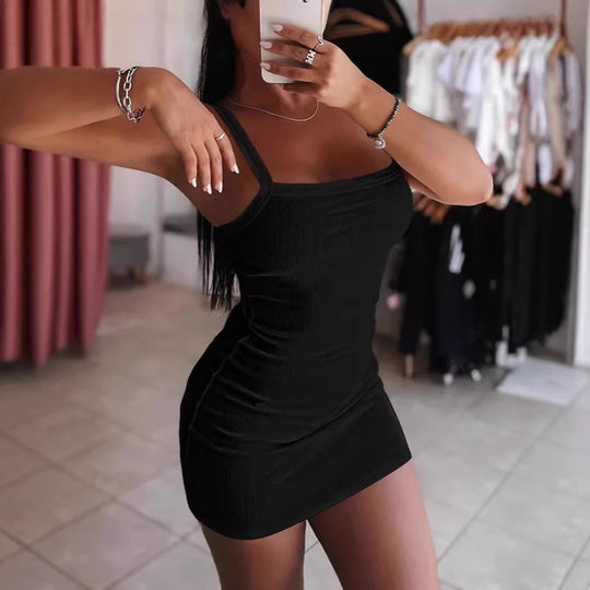 Damen figurbetontes Minikleid aus Rippenstrick R&B