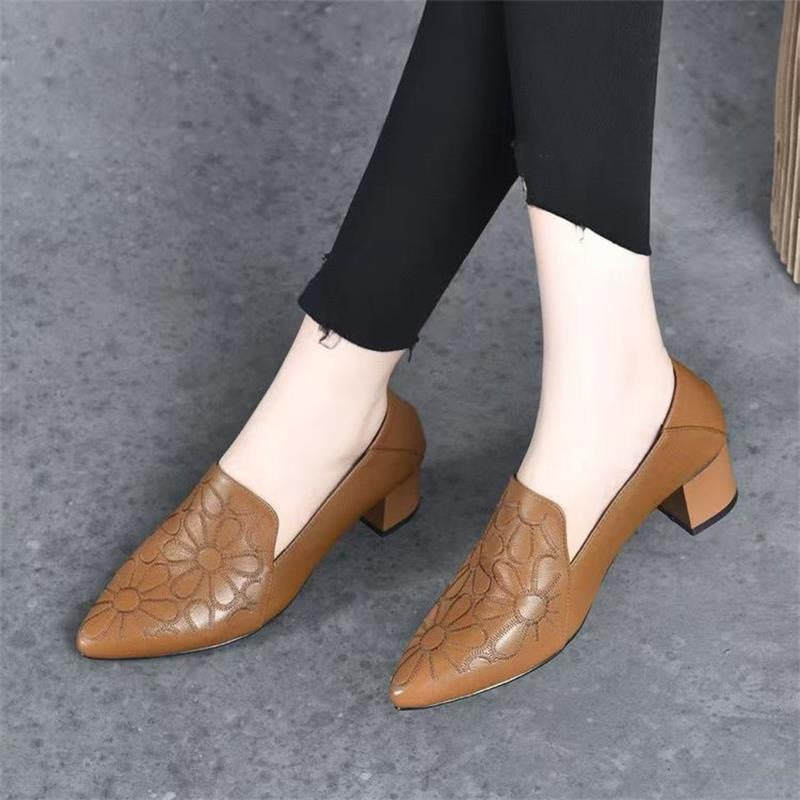 Damen Elegante und modische Slingback-Pumps mit Blumendesign und Blockabsatz R&B