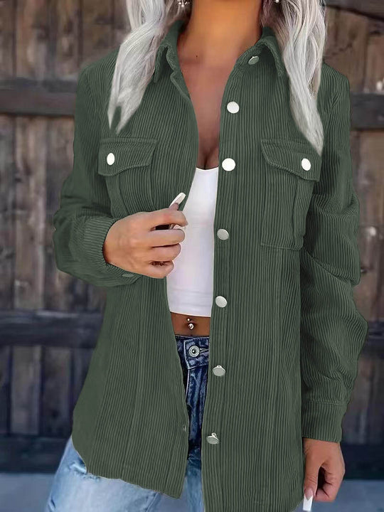 Damen Casual Hemdjacke mit strukturiertem Design und funktionalen Taschen R&B