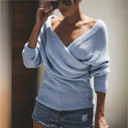 Damen Lässiger Strickpullover mit tiefem V-Ausschnitt und oversize Schnitt R&B