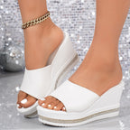 Damen Wedge-Pantoletten mit offener Zehenpartie und glitzerndem Akzent R&B