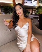 Damen schicke Satin-Kleid R&B