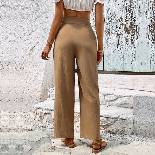 Damen Hochtaillierte Stoffhose mit dekorativem Knopfdetail R&B